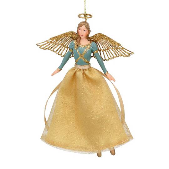 Resin Fabric Gold Rococo Angel, Blue Top 15cm *ETA NOV