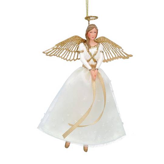 Resin Fabric White Rococo Angel, Hands Together 15cm *ETA NOV