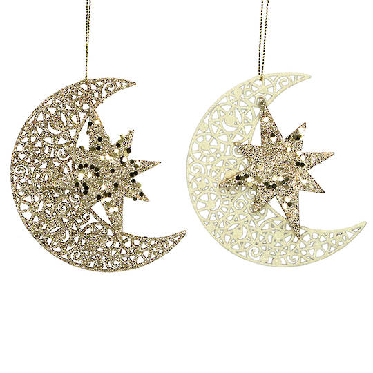 Wood Celestial Star on Moon 11cm SOLD OUT