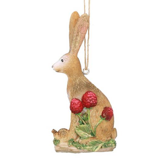 Resin Hare with Berries, Sitting 10cm *ETA NOV