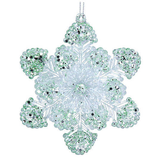 Acrylic Sage Iridescent Snowflake 13cm