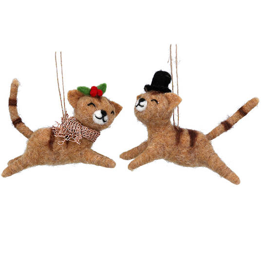 Wool Xmas Cat 10cm