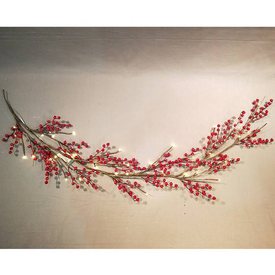 Red Berry Garland 1.8mtr, 36 LED Lights