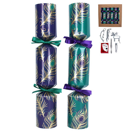Christmas Crackers Set 6, Peacock SOLD OUT