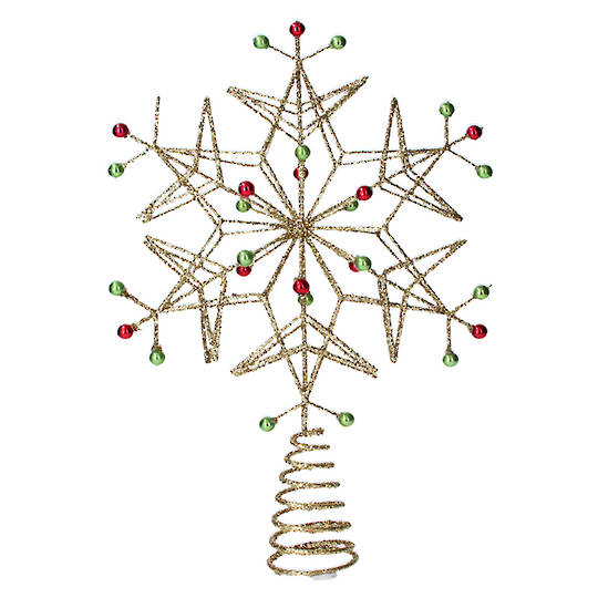 Gold Snowflake with Beads Topper 34cm