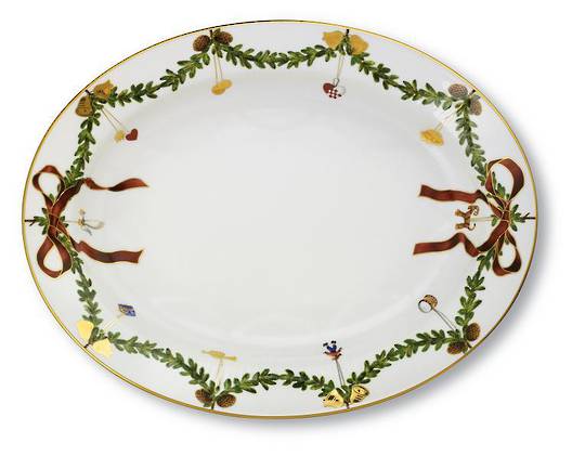 INDENT - StarFluted Christmas Oval Platter 37cm
