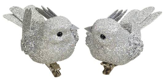 BirdClip Silver Glitter 10cm