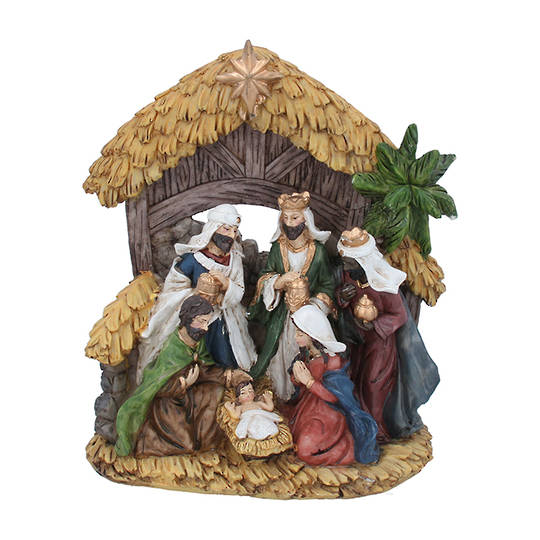 INDENT - Resin Nativity Stable Scene 22x18x9cm