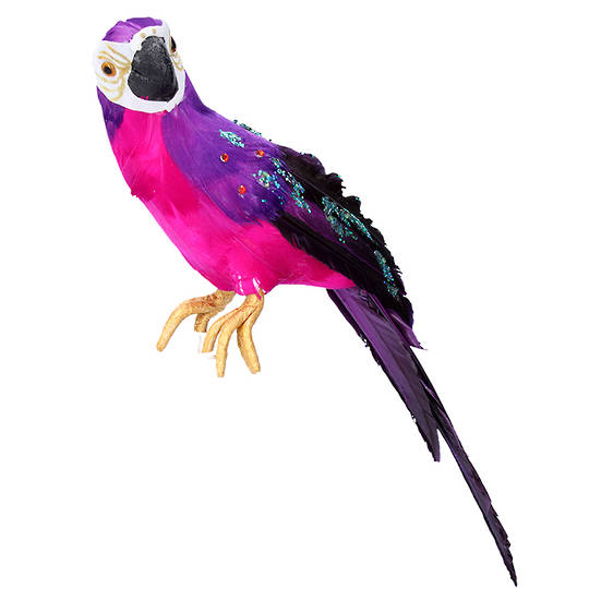 Feather Fuschia Purple Parrot 30cm