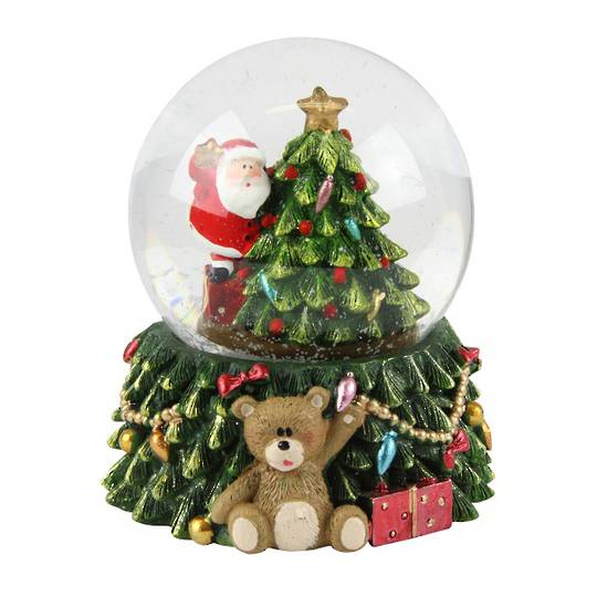 Mini LED Snow Globe Santa with Tree 8.5cm *ETA NOV