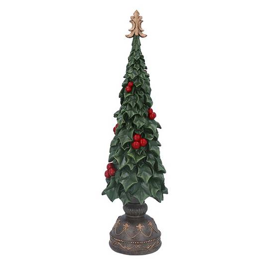 Resin Table Tree, Holly Embossed 38cm *ETA NOV