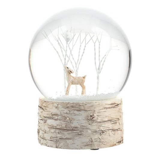 SnowGlobe Deer with White Tree, Birch Tree Base 14.5cm *ETA NOV