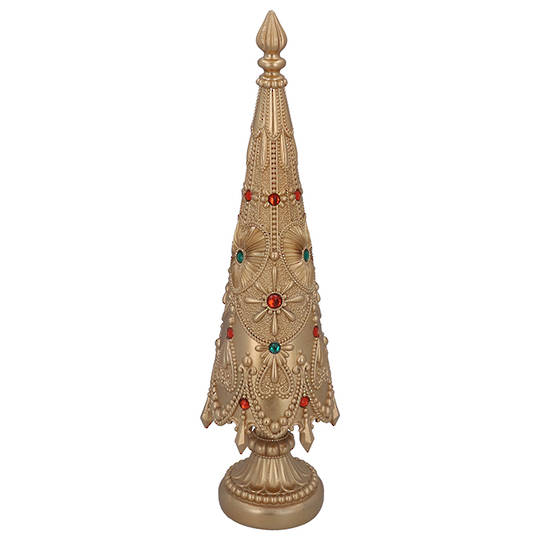 INDENT - Large Resin Vintage Jeweled Tree Cone 40cm