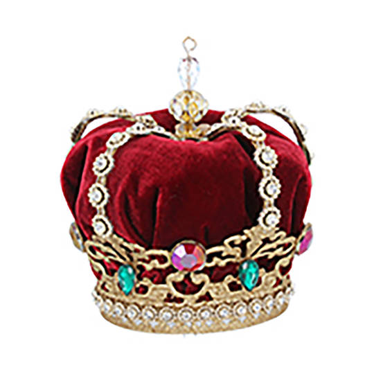Metal Velvet Jeweled Crown Topper 17cm