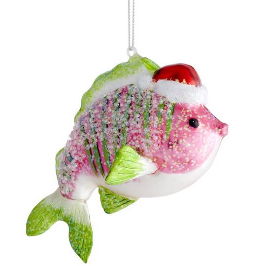 Glass Hanging Santa Fish