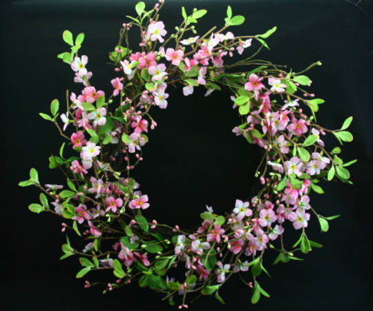 Pink Blossom Wreath 30cm