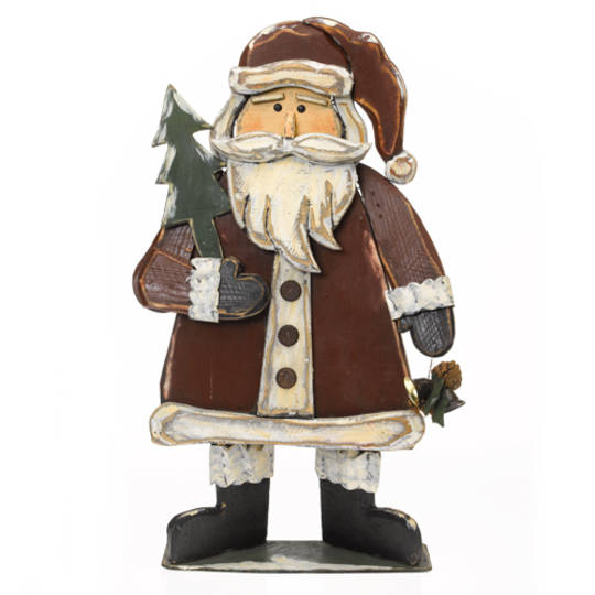 Wooden Santa with Bells and Fir Tree 84cm