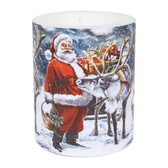 Santa with Reindeer Candle 12cm *ETA NOV