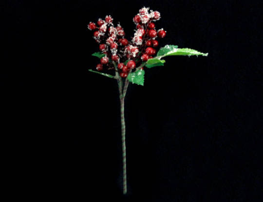 Snowy Red Berry and Leaf Pick 12cm
