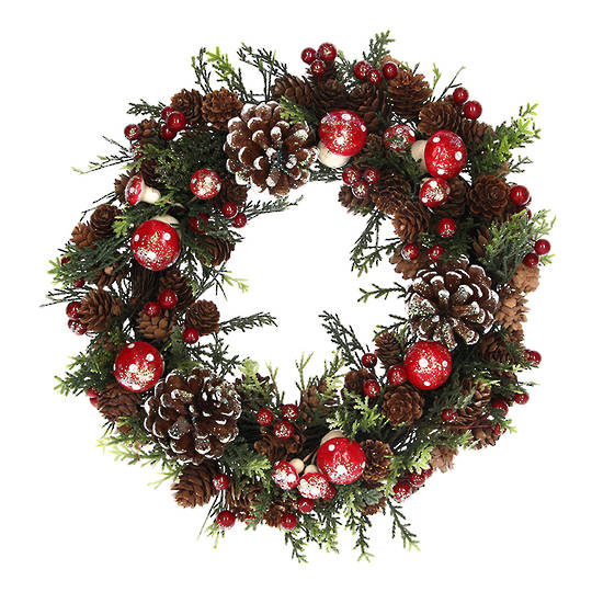 Wreath, Pincones & Toadstools 33cm