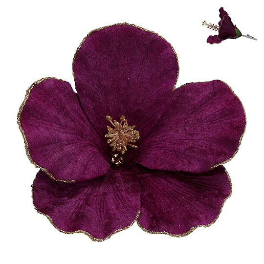 Fabric Purple Hibiscus Clip 17cm