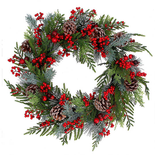 Fir, Conifer, Cone & Berry Wreath 50cm