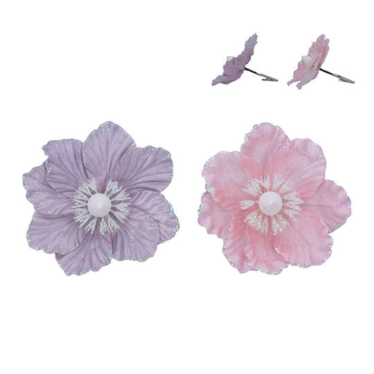 INDENT - Pack 24, Pink & Lilac Magnolia Clip 15cm