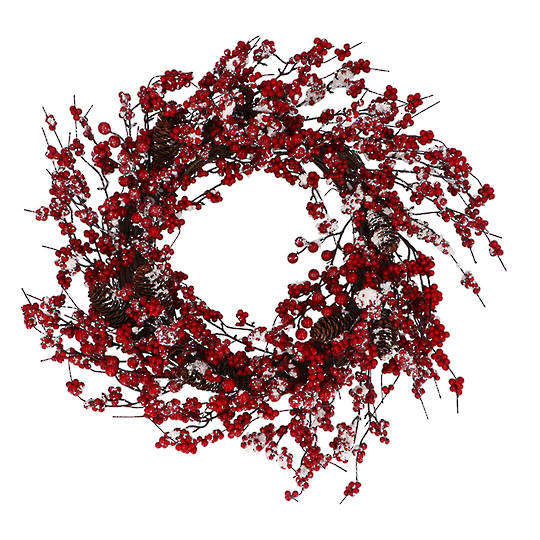 Icy Red Berry Twig Wreath 78cm *ETA NOV