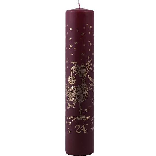 Advent Calendar Candle Burgundy, Deer 25cm *ETA NOV