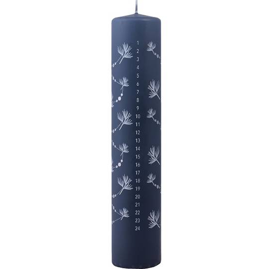 Advent Calendar Candle Blue, Leaves 25cm *ETA NOV