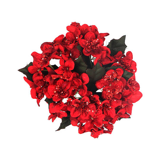 Dinner Candle Ring, Red Hydrangea 13cm