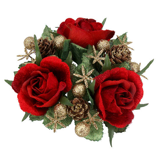 Dinner Candle Ring, Red Rose 12cm
