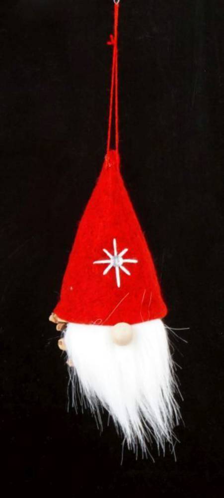 Hanging Scandi Red Santa, Pinecone