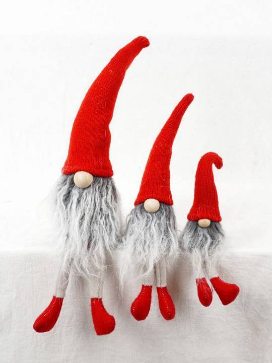 Sitting Skinny Santa with Grey Beard