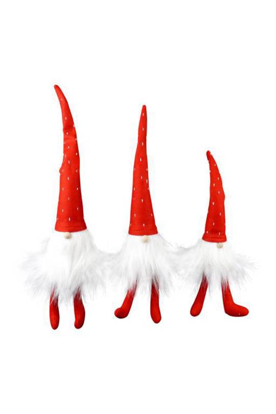 Santa Sitting, Tall Red Hat w/White Dash