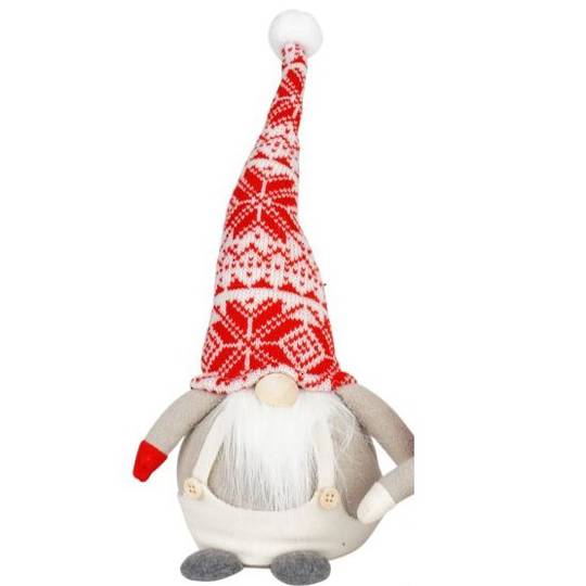 Plush Sowflake Knitted Hat, Beige Pants Santa