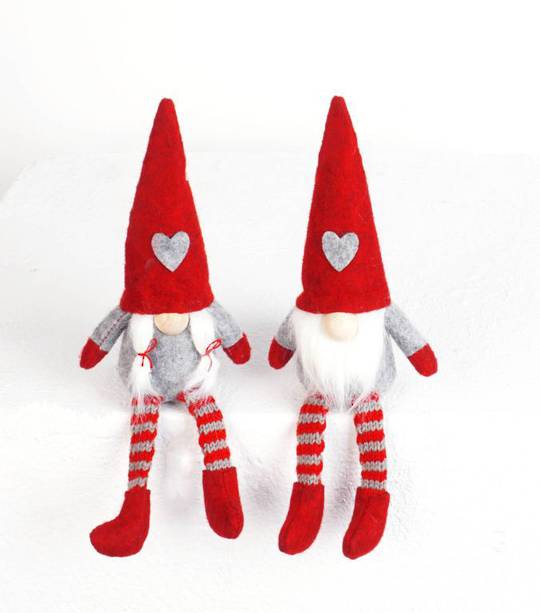 Sitting Mini Santa, Long Legs Red Hat
