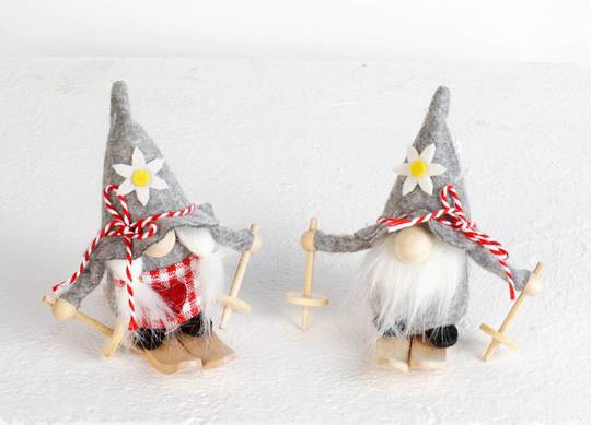 Plush Sking Alpine Santa, Grey Hat