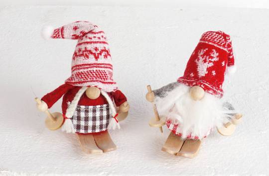 Plush Sking Mini Santa, Snowflake Hat