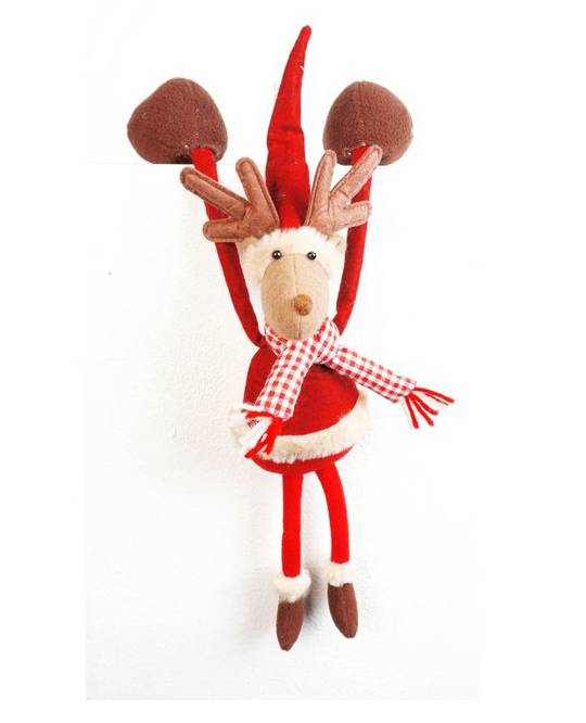 Hanging Reindeer, Red Check Scarf SOLD OUT