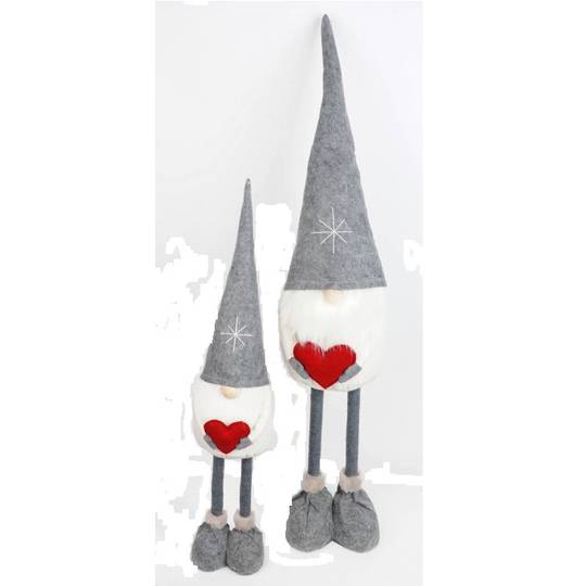 Tall Santa, Grey Hat, Red Heart