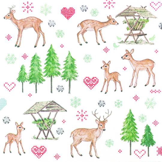 Paper Napkins 33cm, Charming Deers