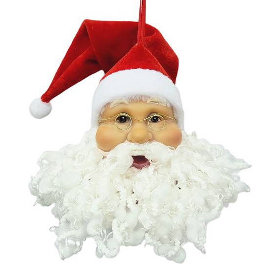 Maxi Fabric Santa Head, Curly Beard 18cm *ETA NOV