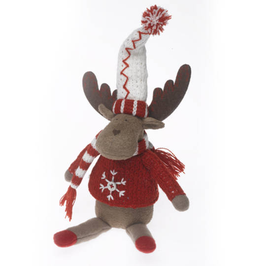 Plush Reindeer with Red Jumper & Red/White Hat & Scarf 23cm
