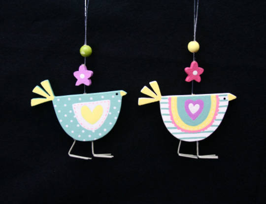 Wood Hen Hanging Decoration 7cm