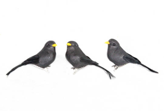 Black Feathered Bird Clip 8cm