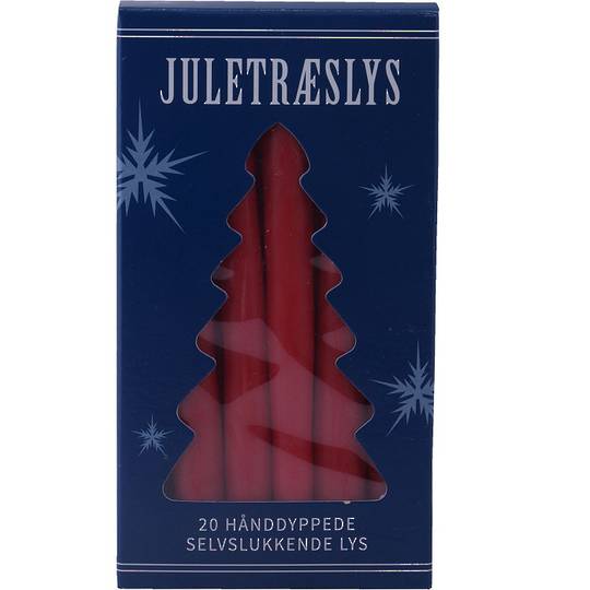 Self Extinguishing Xmas Tree Candles, Tall Red, Pack 20