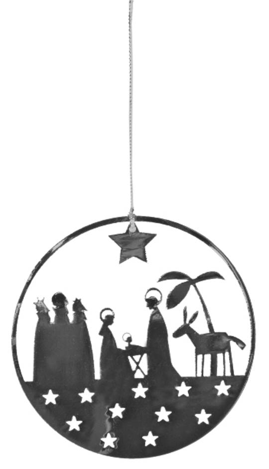 Flat Metal Decoration Nativity 9cm