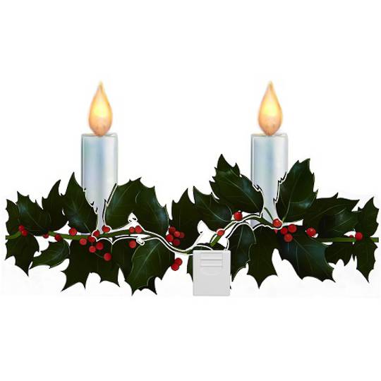 LED Flame Holly Garland Window Sticker Large