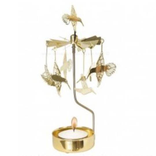 Rotary Candle Holder Hummingbird, Gold
